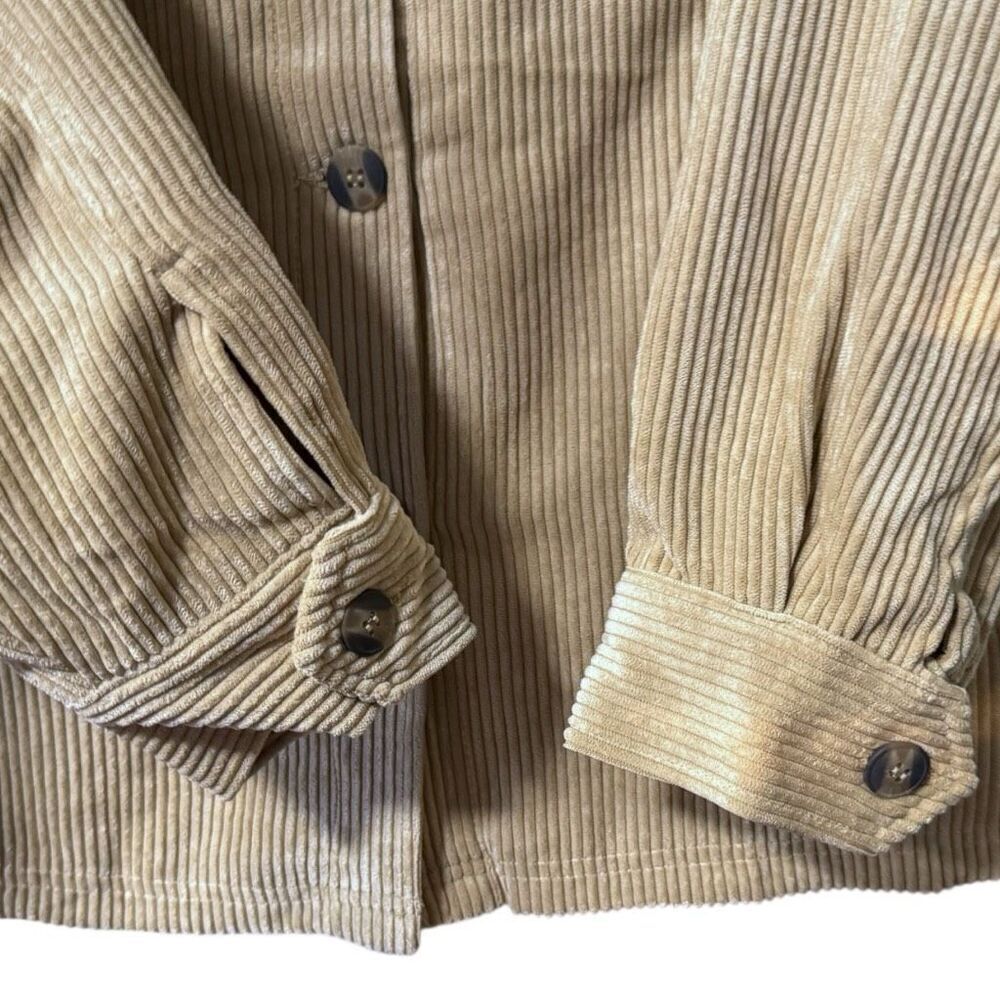 Tan Corduroy Button Up Jacket - Sherpa Lined Size Large NWT - Love Tree - Picture 6 of 13
